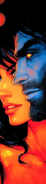 Free dark romance bookmark featuring an orange-skinned lady and a werewolf man